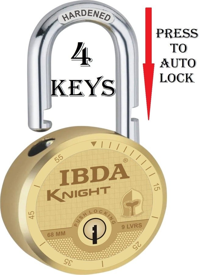 IBDA Lock with 4 Keys | Lock with Multiple Keys | Lock and Keys | Push/auto Lock | High Security Steel Body | Lock for Home, Shutter, gate, Door, Shop, School, Flat, Warehouse (Gold) - Image 2